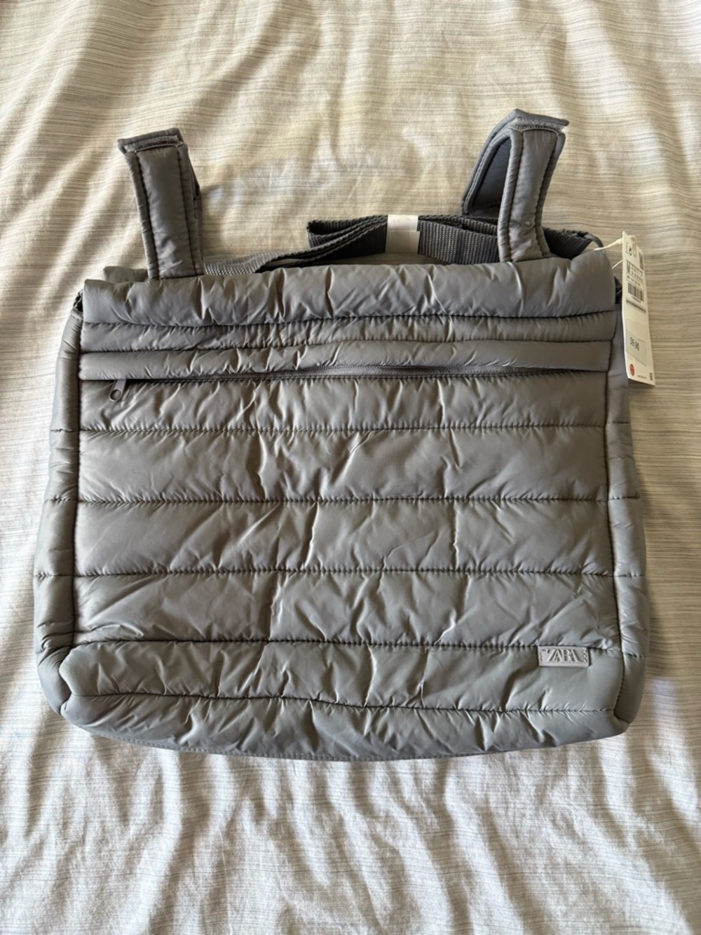 ZARA Quilted Tote Stroller Bag in Light Gray